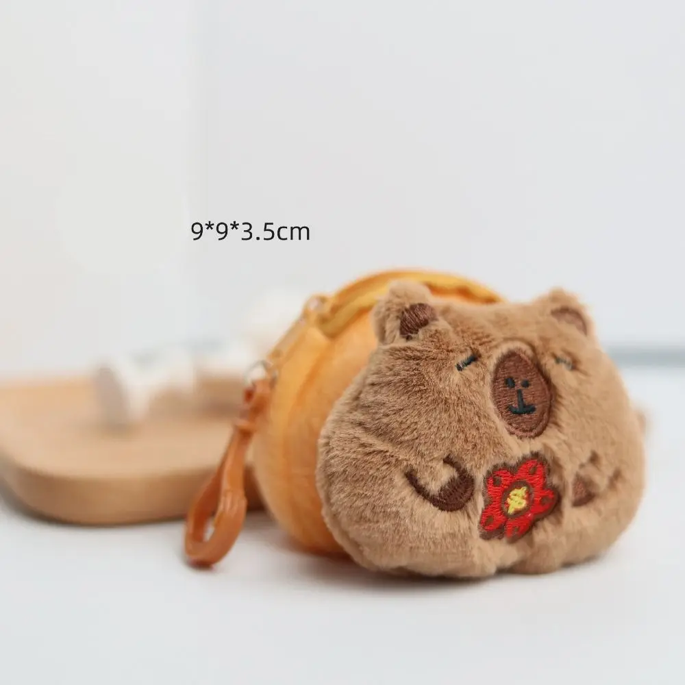 Kawaii Capybara Anime Plush Coin Purse Lovely Cartoon Round Bags Pendant Funny Mini Fashion Headphone Storage Bag