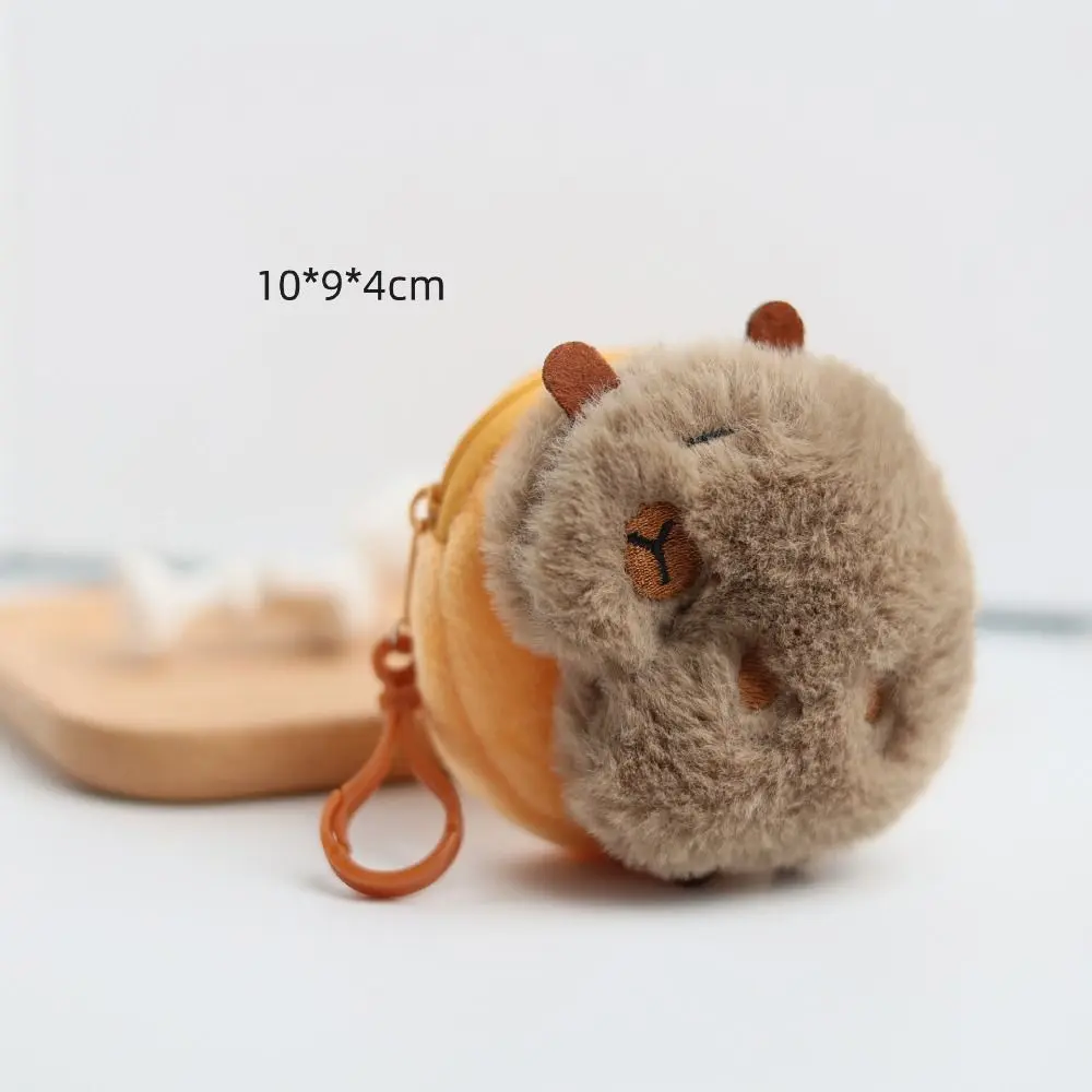 Kawaii Capybara Anime Plush Coin Purse Lovely Cartoon Round Bags Pendant Funny Mini Fashion Headphone Storage Bag