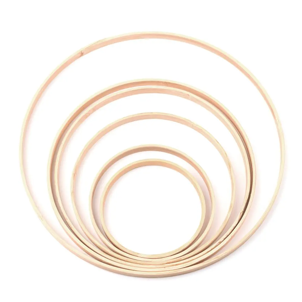 10Pcs Dream Catcher Ring Round Wooden Bamboo Hoop DIY Floral Hoop Crafts Tools