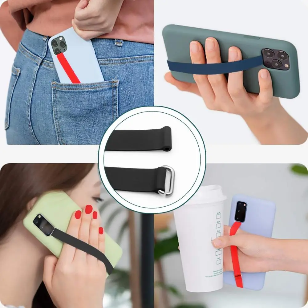 Soft Silicone Wristband Hand Band silicone Grip Phone Hand Finger Ring Holder Strap Ropes For Samsung For iPhone kickstand
