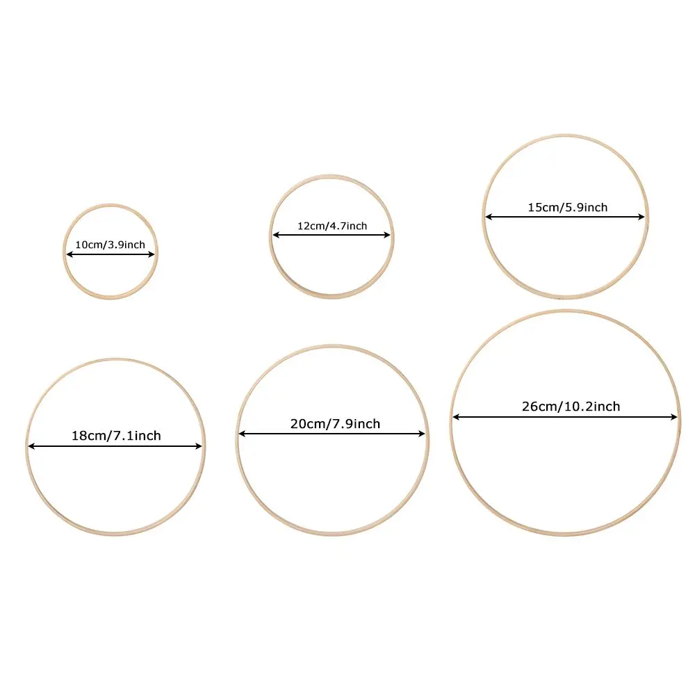 10Pcs Dream Catcher Ring Round Wooden Bamboo Hoop DIY Floral Hoop Crafts Tools