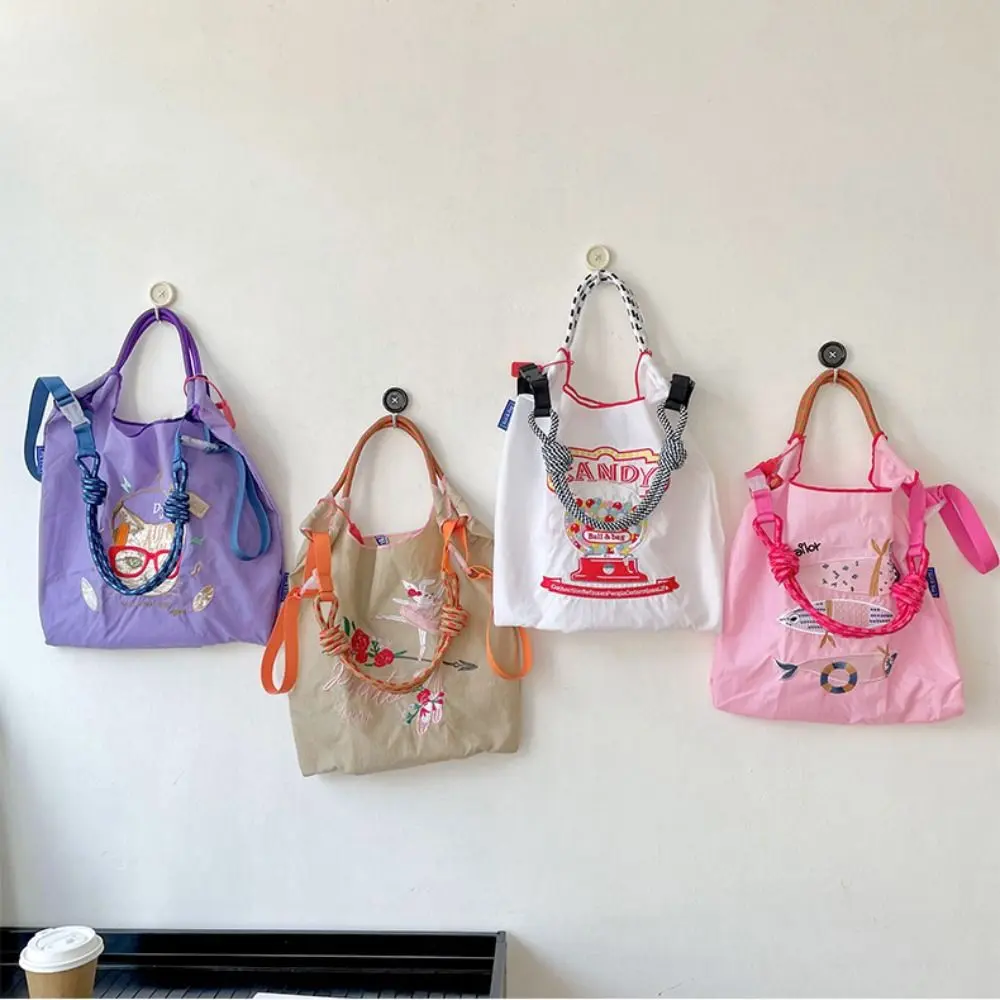Knitted Small Bag Extension Belt Nylon Strap Wrist Bag Colorful Pull Button Case Shoulder Strap Korean Fashion Bag
