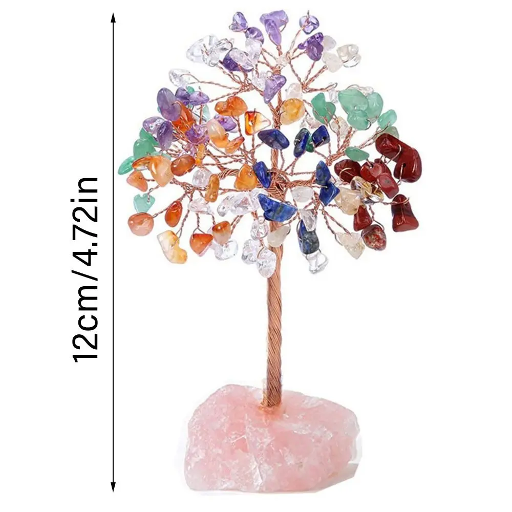 Crystal Money Tree Copper Wire Wrapped Agate Fluorite Base Potted Plants Stone Crafts Gemstone Reiki Chakra Trees Home Decor