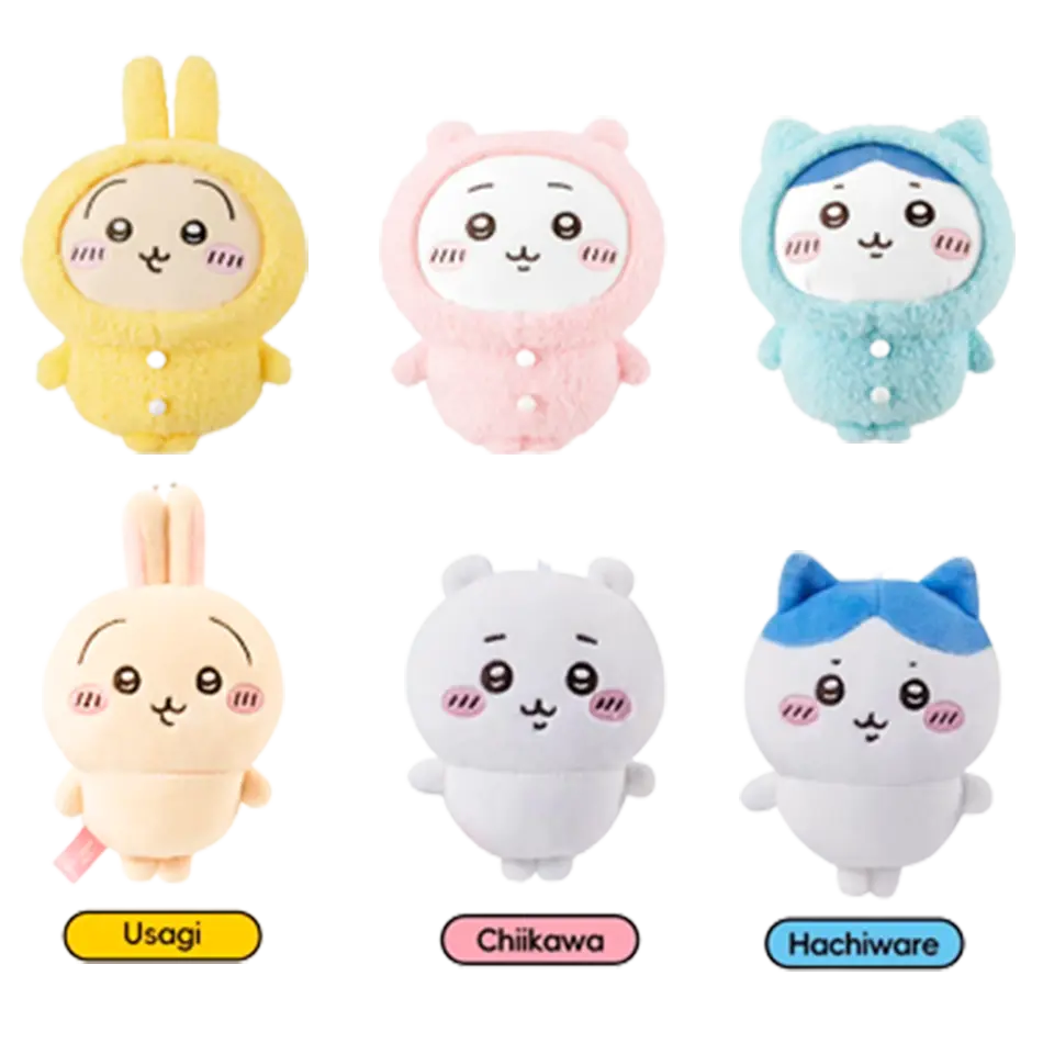Cute Cross-dressing Chikawas Plush Doll hachiware Sanrio Taiyaki Headgear Self-deprecating Bear Keychain Bag Pendant Girl Gift