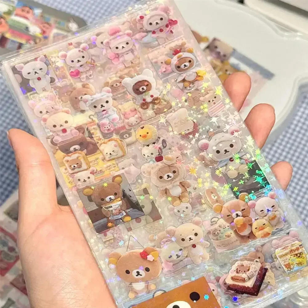 5 Hello Kitty Rilakkuma Cute Cartoon Die cut Stickers KT Cat Anime Image Stickers Sparkling Stickers