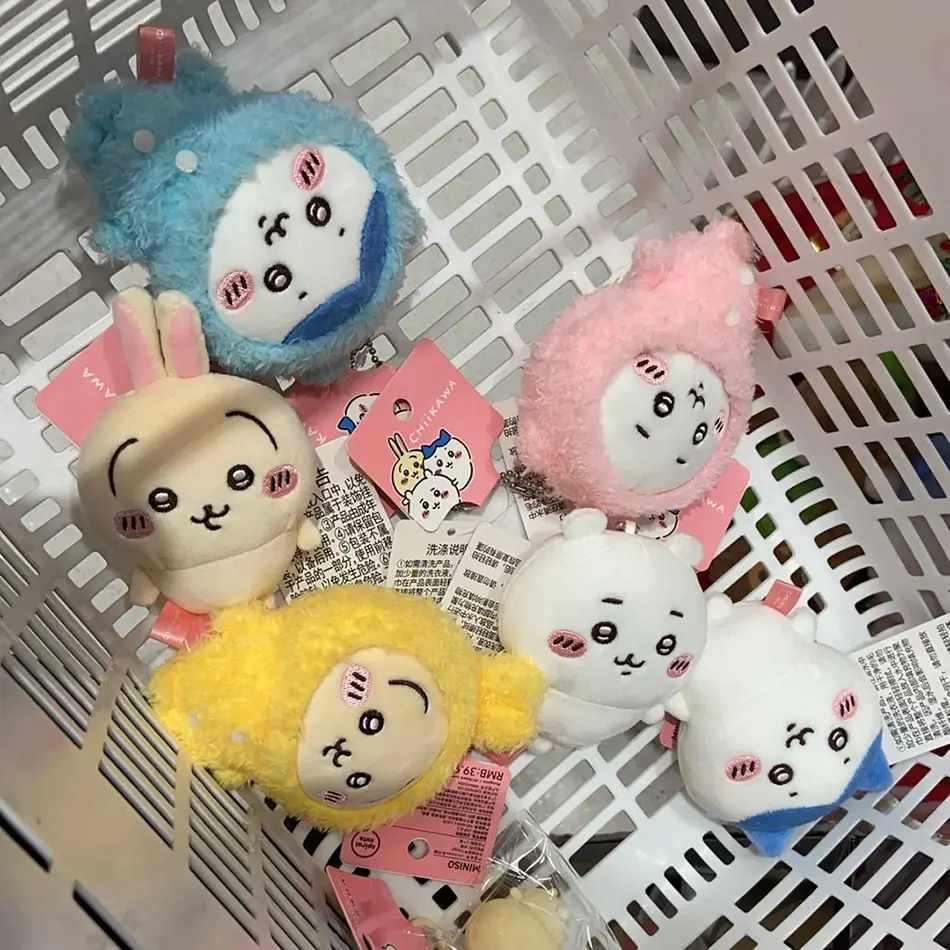 Cute Cross-dressing Chikawas Plush Doll hachiware Sanrio Taiyaki Headgear Self-deprecating Bear Keychain Bag Pendant Girl Gift