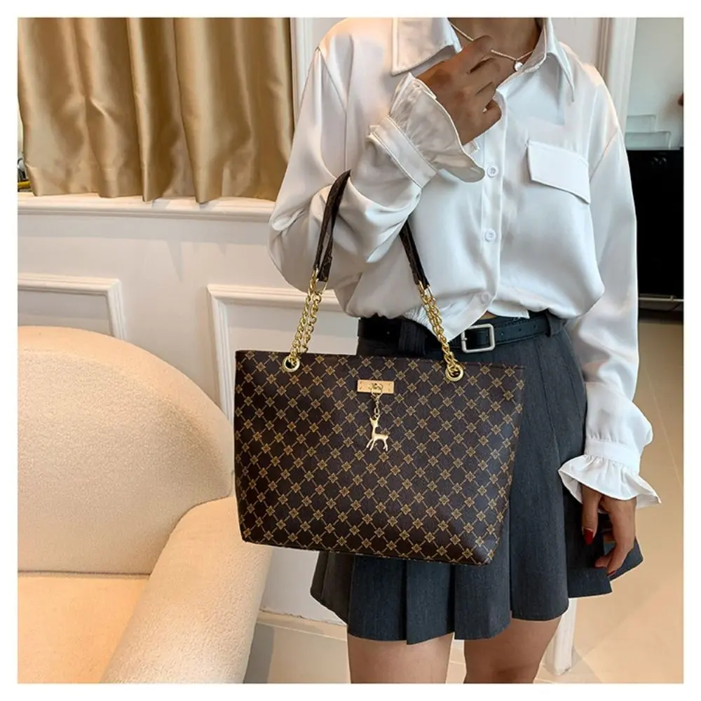 Women Luxury Design Tote Bag Large Capacity Handbag Printing Shoulder Bag Trendy New Shopping Bag Purse