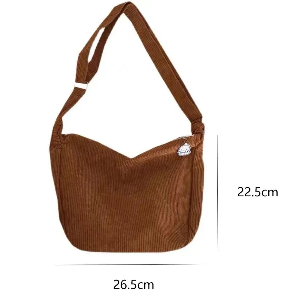 Solid Color Corduroy Crossbody Bag Fashion Korean Casual Shoulder Bag Large Capacity Casual Style Handbag Women Tote Bag