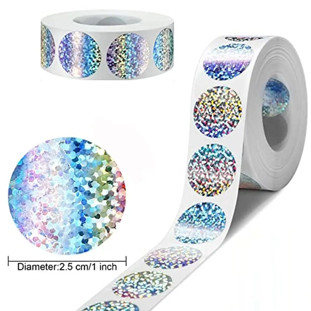 300PCS Round Scratch Off Stickers Coating Labels Lottery Ticket Activity Card Self-Adhesive Laser Hologram Dots Dia.2.5cm