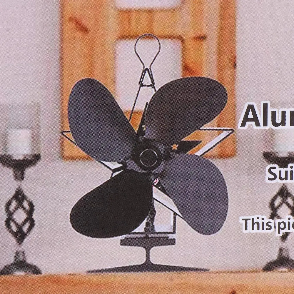 Heat Power Stove Top Fan For Wood Burner Log Burning Fire 4 Blades Fan Blade Fireplace Parts