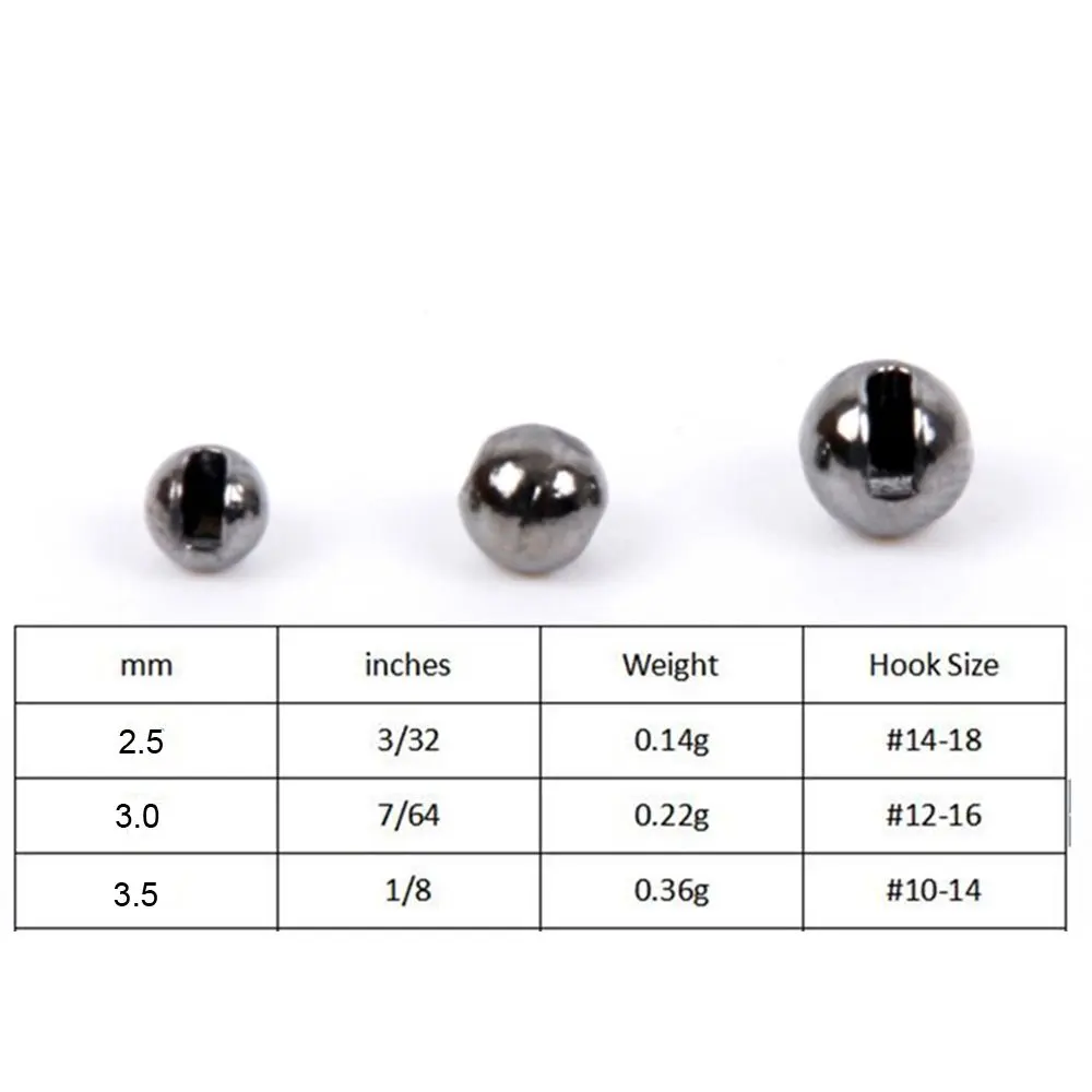 25Pcs/lot Nice-Designed Slotted Tungsten Beads Fly Tying Beads Tungsten 2.5mm/3.0mm/3.5mm Fly Tying Material