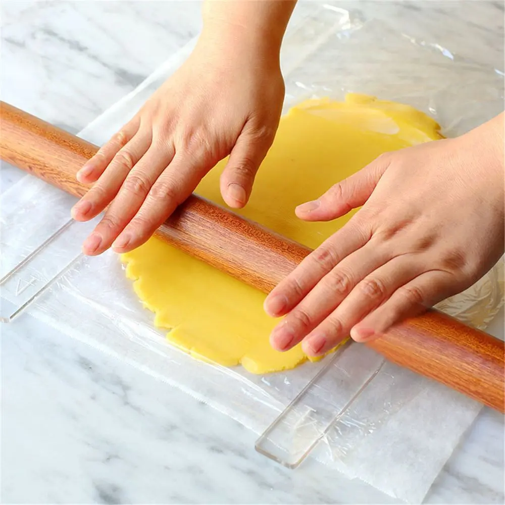 2Pcs Acrylic Biscuit Cake Rolling Tool Balance Ruler Fondant Icing Biscuit Thickness Ruler Biscuit Smoother Baking Accessories