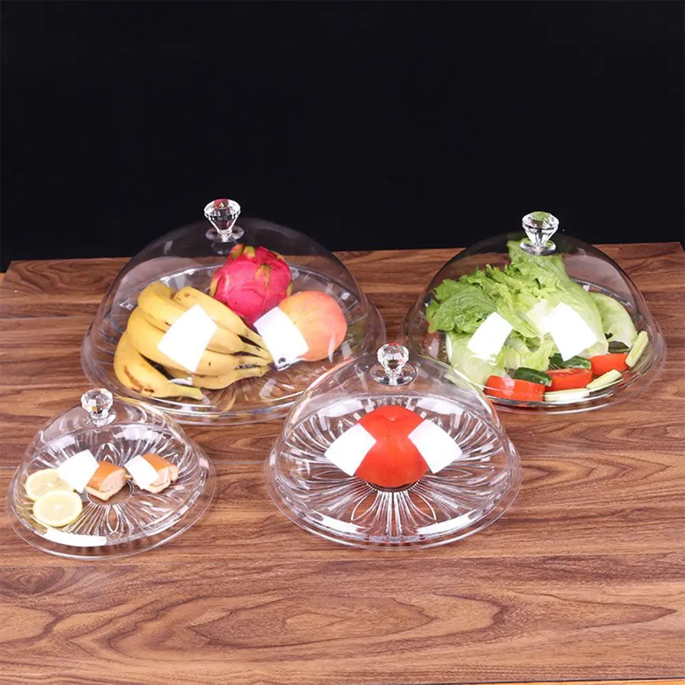 Acrylic Tempered Plastic Food Cover Cake Plate Bread Fruit Display Holder Creative Dust Cover Round Dish Cover  Party Decoration