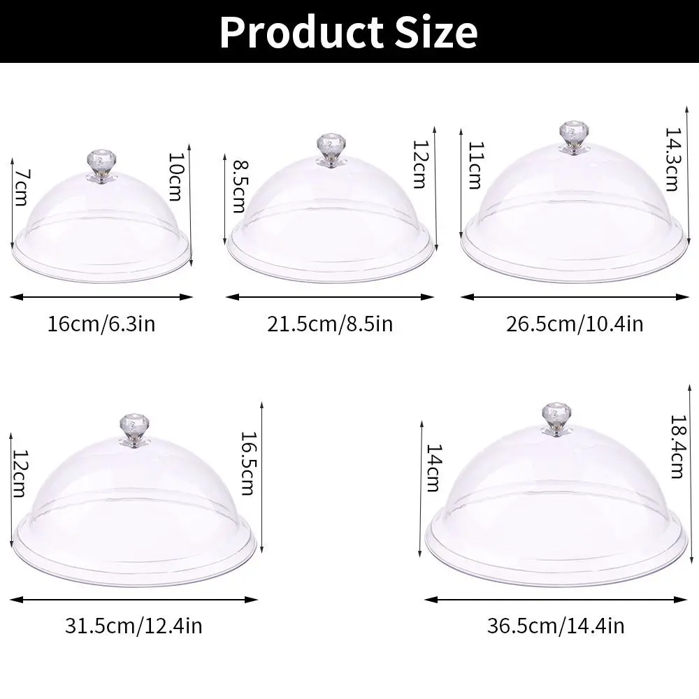 Acrylic Tempered Plastic Food Cover Cake Plate Bread Fruit Display Holder Creative Dust Cover Round Dish Cover  Party Decoration