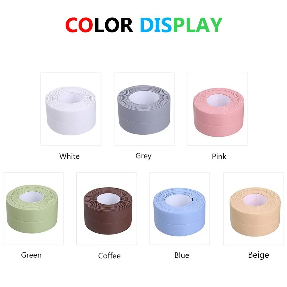 PVC Sealing Tape Caulk Tape Kitchen Sealant Strip Bathroom Self Adhesive Shower Tile Sealer Mildew-proof Tub Countertop