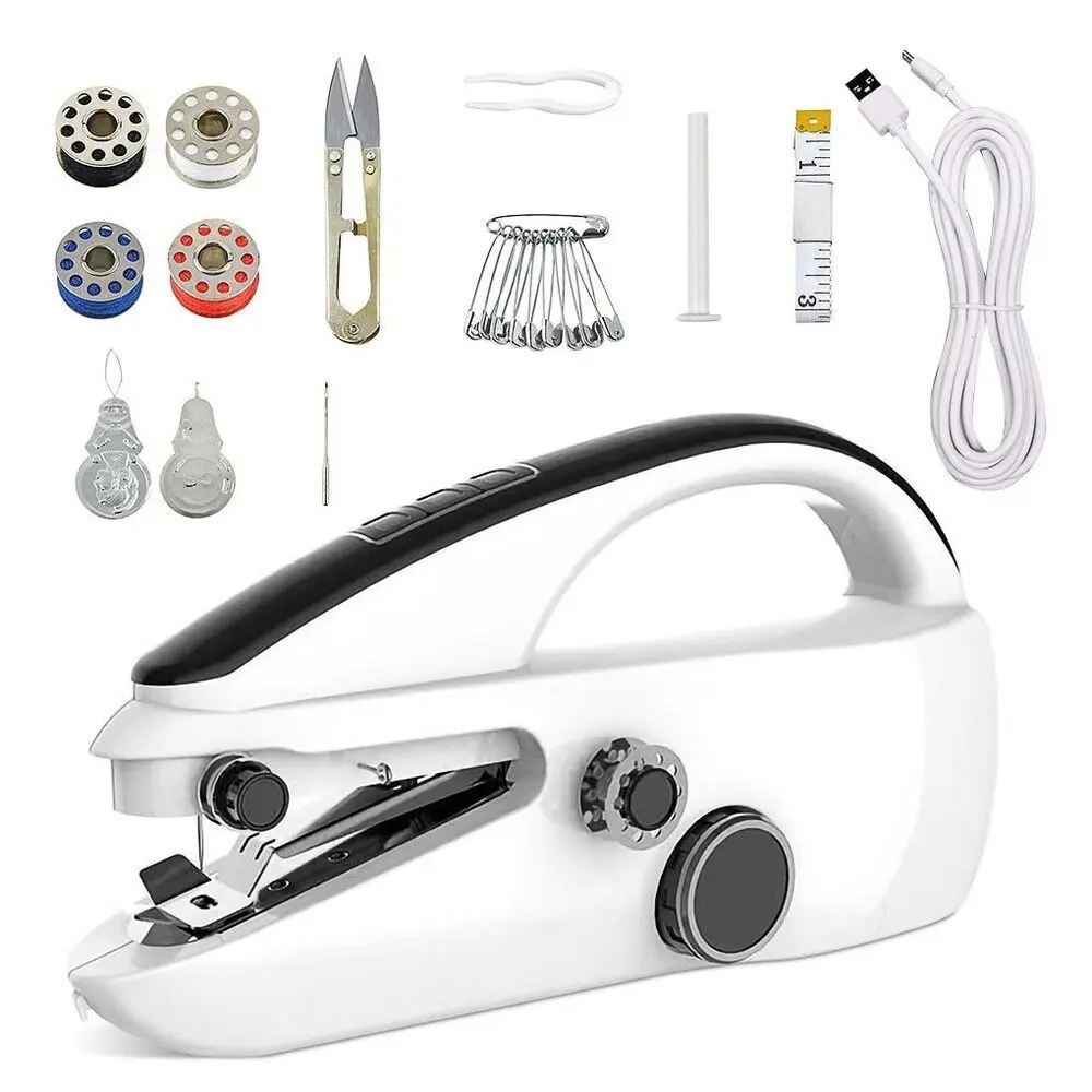 Mini Sewing Machine Handheld with Crafting Mending Machine 2 Speed Single Thread Stitching Electric Sewing Small Gadget