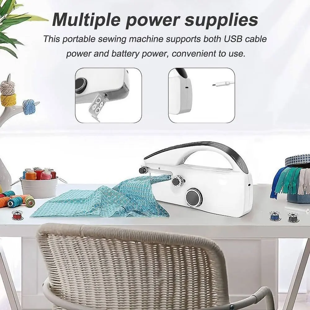 Mini Sewing Machine Handheld with Crafting Mending Machine 2 Speed Single Thread Stitching Electric Sewing Small Gadget