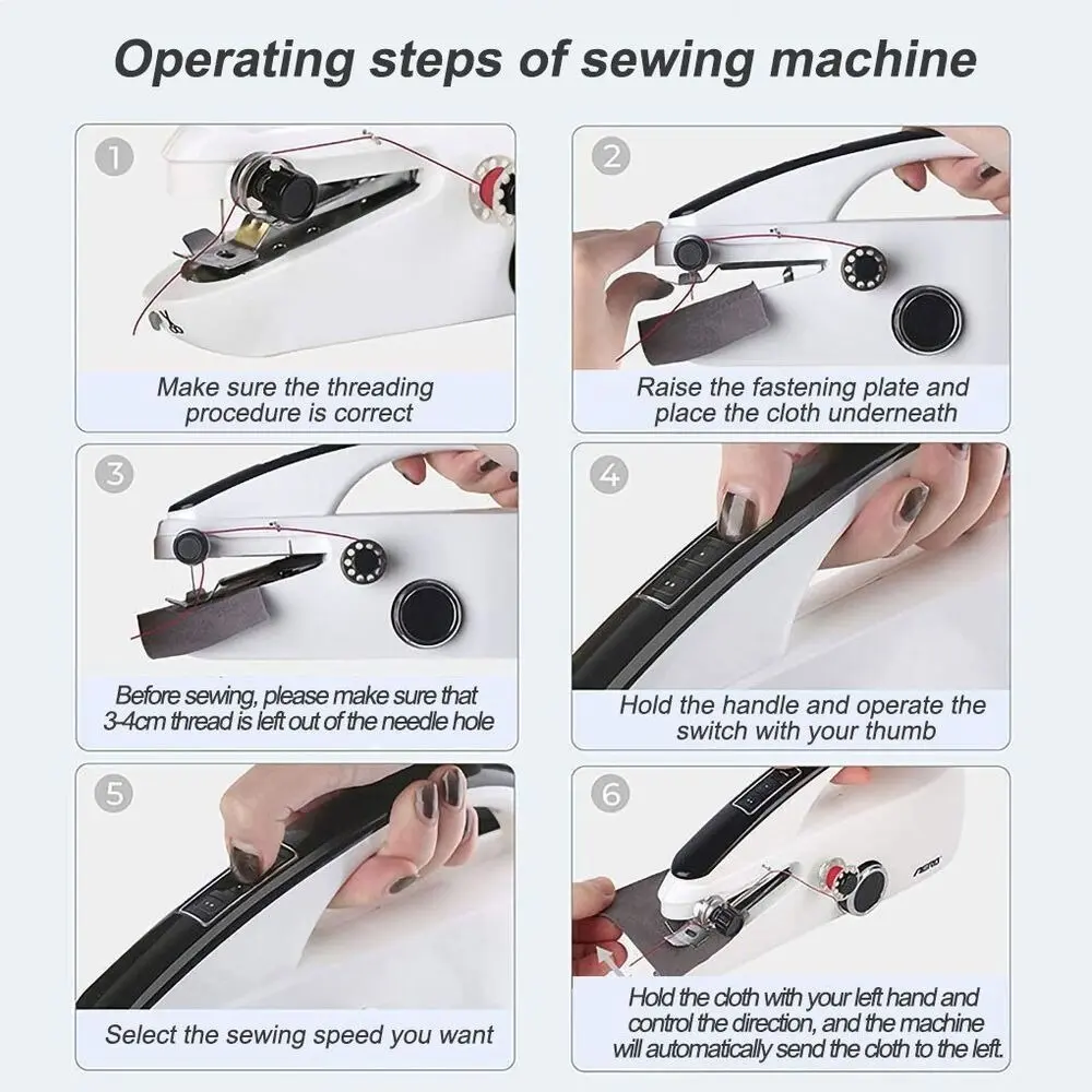 Mini Sewing Machine Handheld with Crafting Mending Machine 2 Speed Single Thread Stitching Electric Sewing Small Gadget