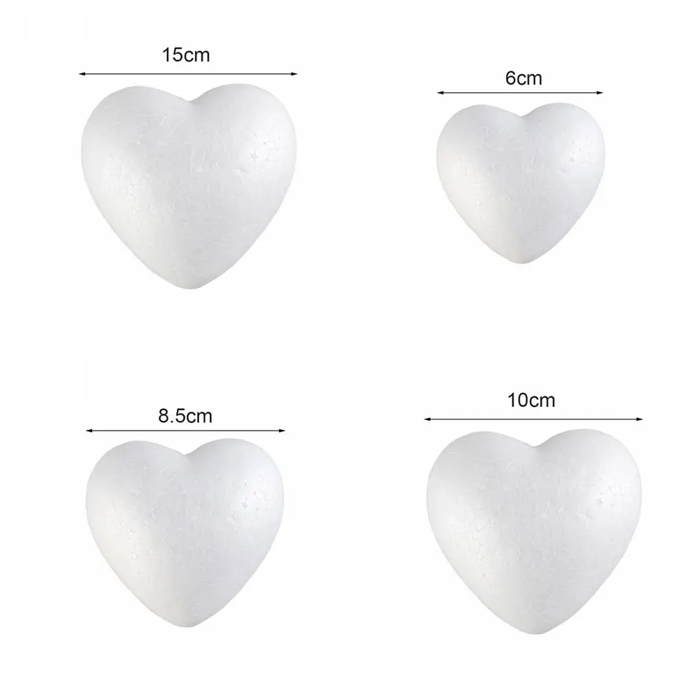 6/8.5/10/15cm Heart Foam Mould White Craft Balls Styrofoam Modelling Polystyrene Wedding Decor DIY Ball Toys Party Decoration