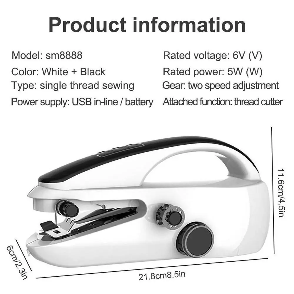 Mini Sewing Machine Handheld with Crafting Mending Machine 2 Speed Single Thread Stitching Electric Sewing Small Gadget