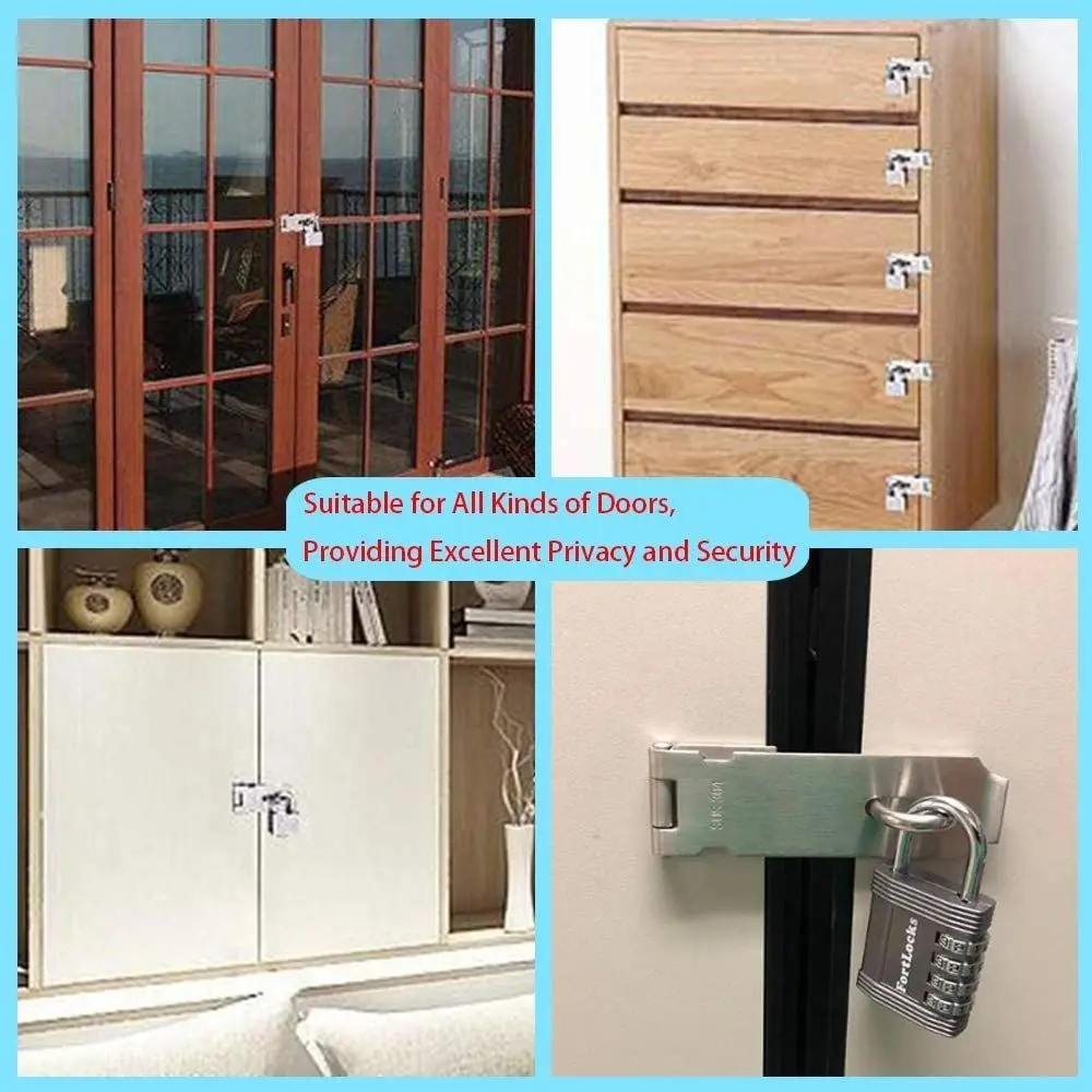 Practical Stainless Steel Padlock Hasp Household Burglar-proof Door Clasp Lock Right Angle 90 Degree Shed Latch