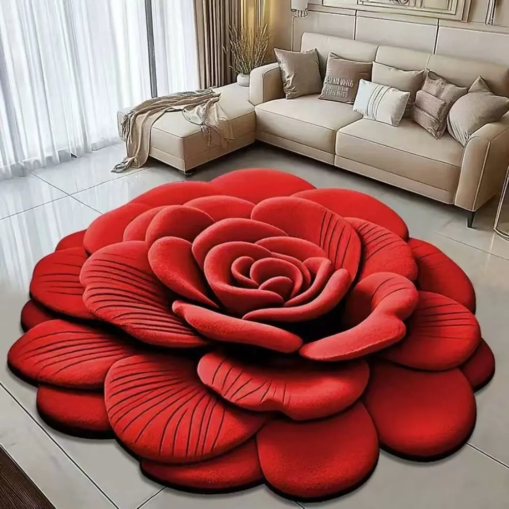 Special-shaped Flower Carpet Non-slip Absorbent Peony Floor Mat 40x40cm/60x60cm Soft Blanket for Living Room Tea Table Bedside