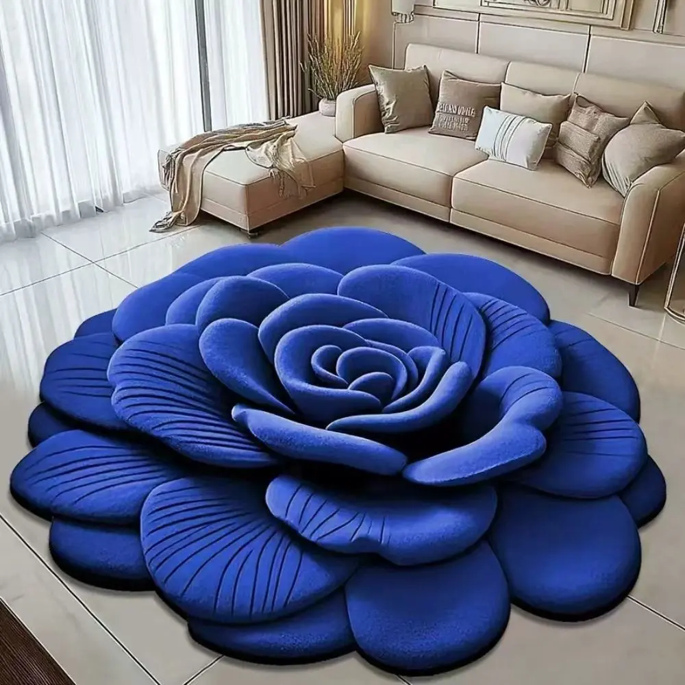 Special-shaped Flower Carpet Non-slip Absorbent Peony Floor Mat 40x40cm/60x60cm Soft Blanket for Living Room Tea Table Bedside