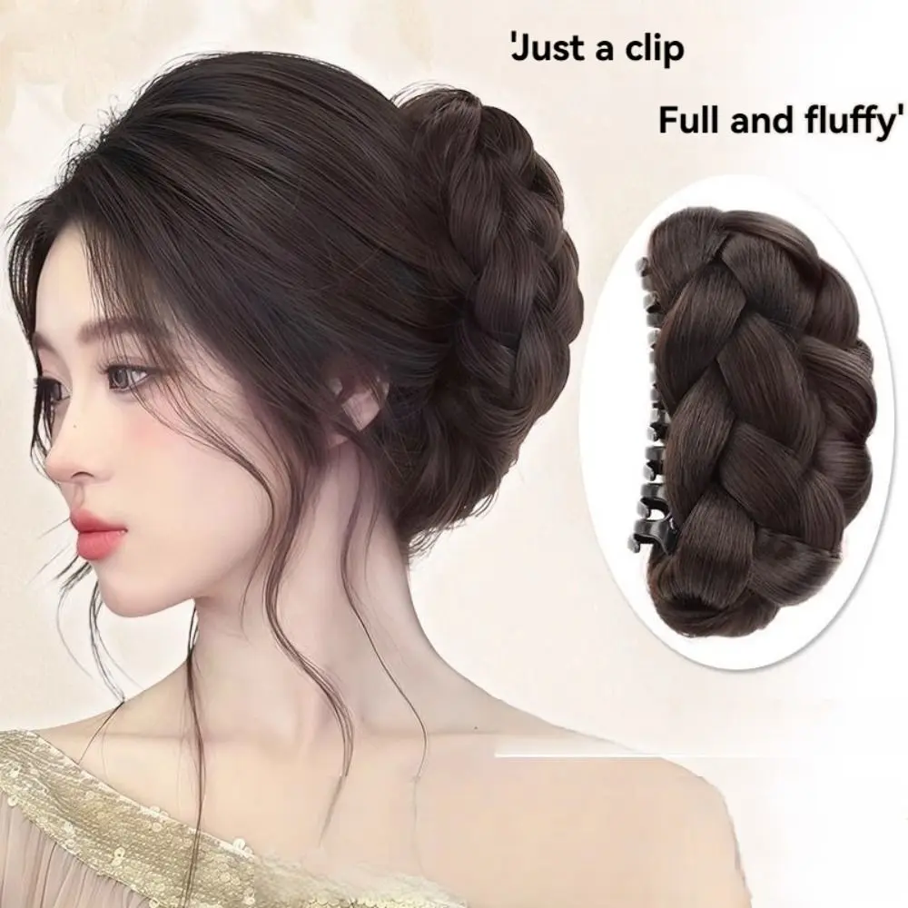 Fashion Synthetic Hair Bun Claw Clip Natural Fluffy Bun Head Wig Black Brown Hairpiece Women