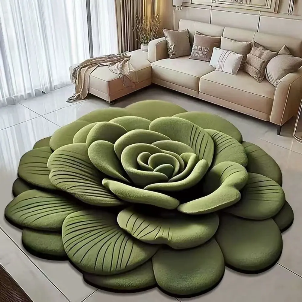 Special-shaped Flower Carpet Non-slip Absorbent Peony Floor Mat 40x40cm/60x60cm Soft Blanket for Living Room Tea Table Bedside