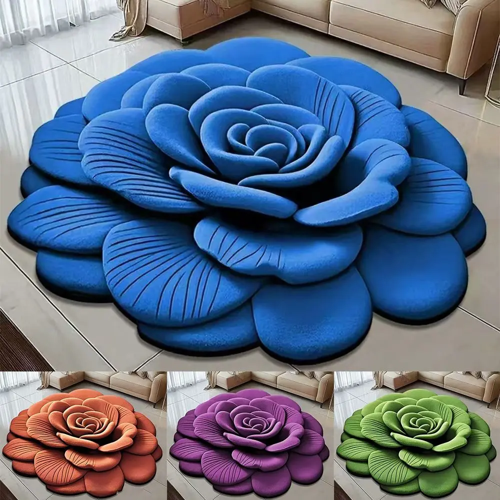 Special-shaped Flower Carpet Non-slip Absorbent Peony Floor Mat 40x40cm/60x60cm Soft Blanket for Living Room Tea Table Bedside