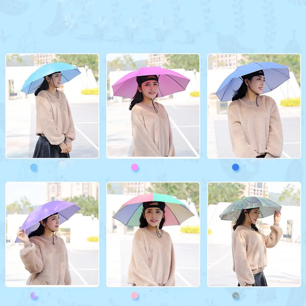 Umbrella Hat Windproof Fishing Head Wearing Sunshade Rain Gear Outdoor Folding Portable Umbrella Camping Beach Head Hats