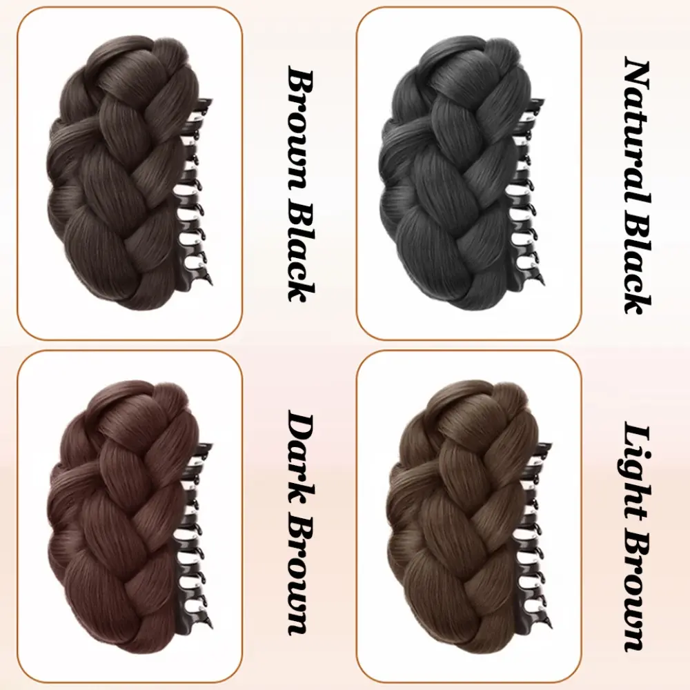 Fashion Synthetic Hair Bun Claw Clip Natural Fluffy Bun Head Wig Black Brown Hairpiece Women