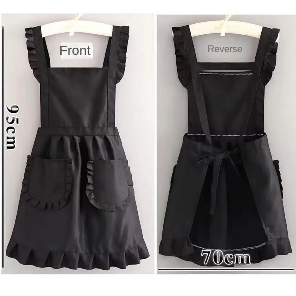 Durable Cotton Lace Aprons Waterproof Cross Back Cooking Aprons for Women Girl Large Pockets Art Painting Apron for Florist Shop