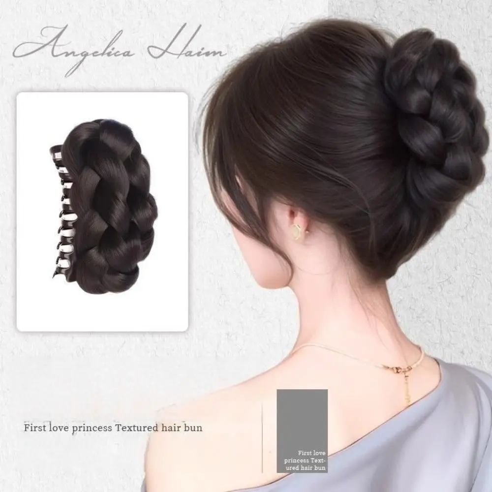 Fashion Synthetic Hair Bun Claw Clip Natural Fluffy Bun Head Wig Black Brown Hairpiece Women