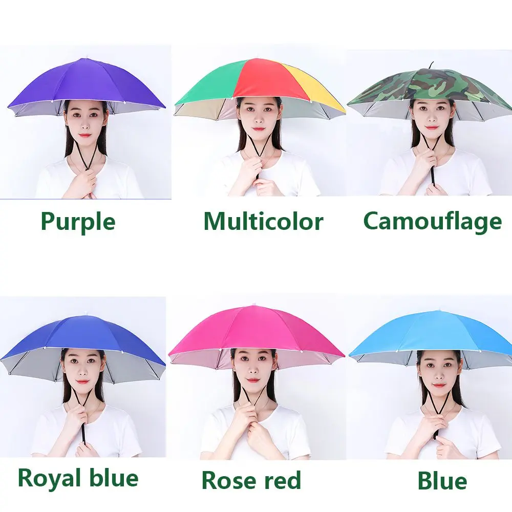 Umbrella Hat Windproof Fishing Head Wearing Sunshade Rain Gear Outdoor Folding Portable Umbrella Camping Beach Head Hats