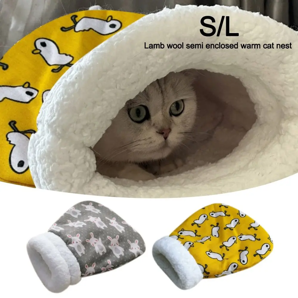 Cat Sleeping Bag Soft Fluffy Cuddly Feel Thickened Pet Pocket Type Quilt Bed Kitten Puppy Soft Comfortable Nest Pet Supplies