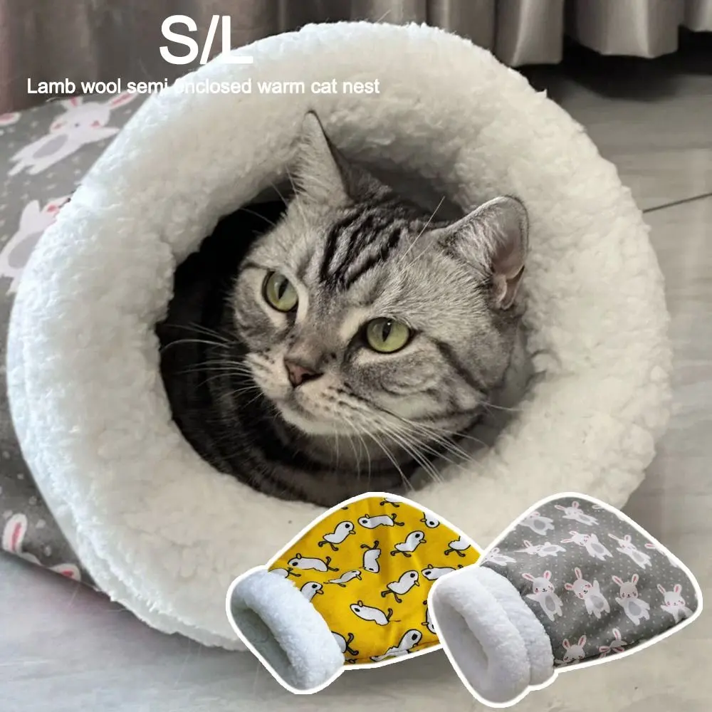 Cat Sleeping Bag Soft Fluffy Cuddly Feel Thickened Pet Pocket Type Quilt Bed Kitten Puppy Soft Comfortable Nest Pet Supplies