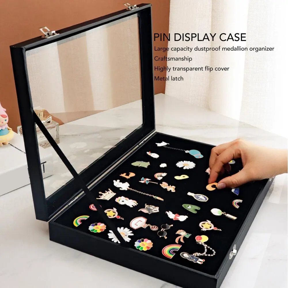 Pin Medal Display Case Badge Storage Box Transparent Dustproof Pin Shadow Box For Military Medal Jewelr