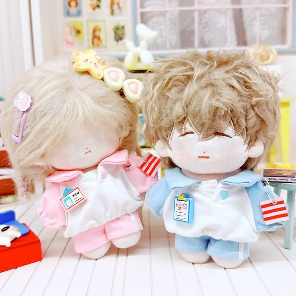 10cm Doll Clothes Gift Playing House Blue Pink T-shirt Pants Set Photo Prop Cosplay Doll Crawling Suit Cotton Stuffed Doll