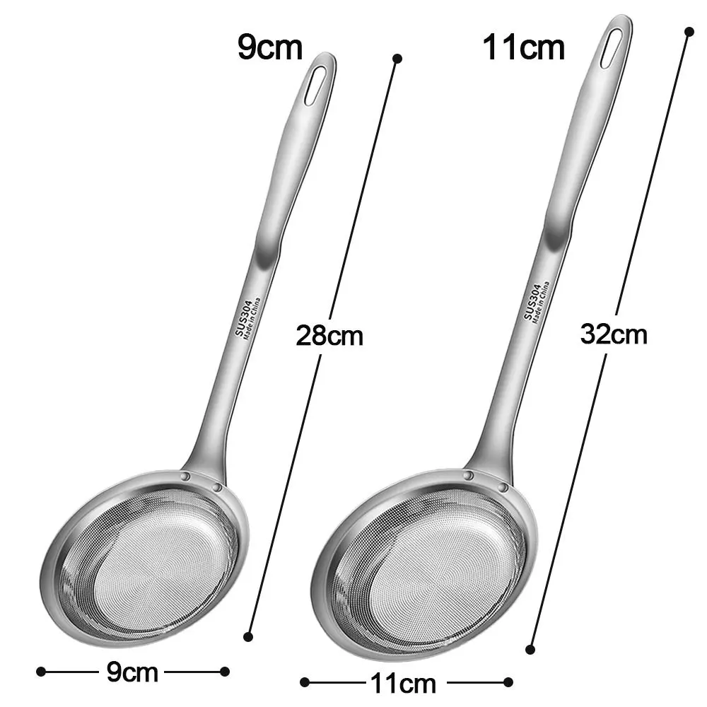 304 Stainless Steel Fat Skimmer Spoon Hot Pot Filter Mesh Percolator Fried Food Net Strainer Grease Foam Removing Kitchen Tool