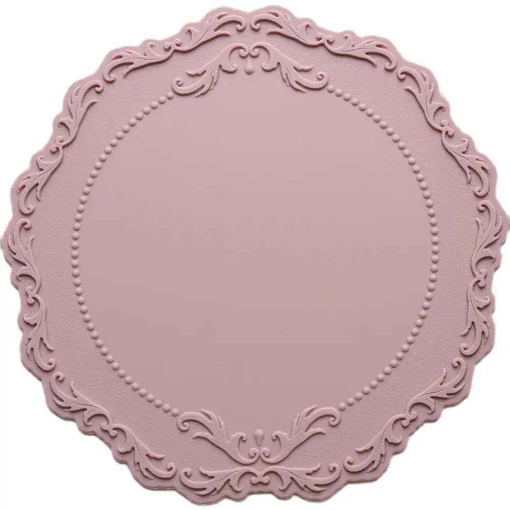 2pcs Lace Silicone Coaster Placemat Relief Bottom Non-slip Table Decoration Mat Kitchen Accessories Round Cup Mat Tableware Pad