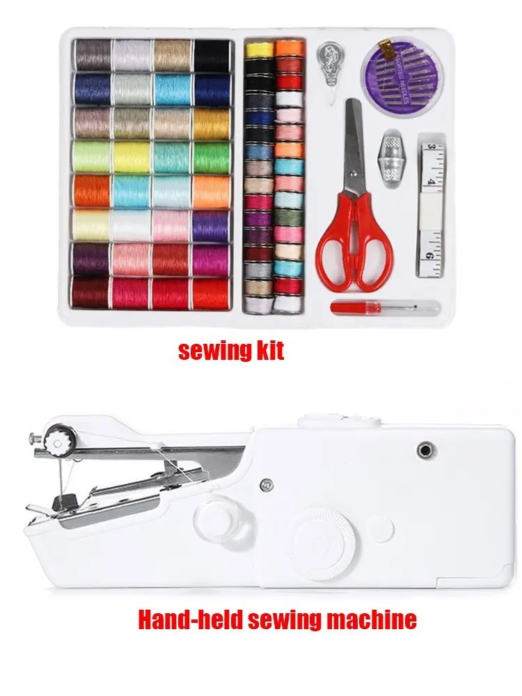 Mini Portable Smart Electric Tailor Stitch Hand-held Sewing Machine With Sewing Kit Home Travel