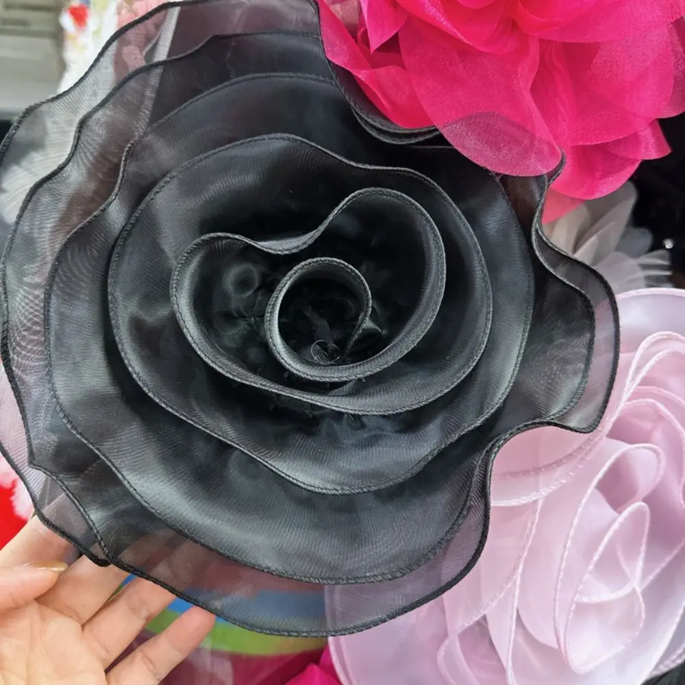 27CM 3D Organza Fabric Artificial Rose Flowers Patch Chest Flower Wedding Dress Neck Decoration DIY Sewing Applique
