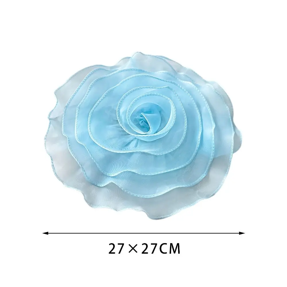27CM 3D Organza Fabric Artificial Rose Flowers Patch Chest Flower Wedding Dress Neck Decoration DIY Sewing Applique