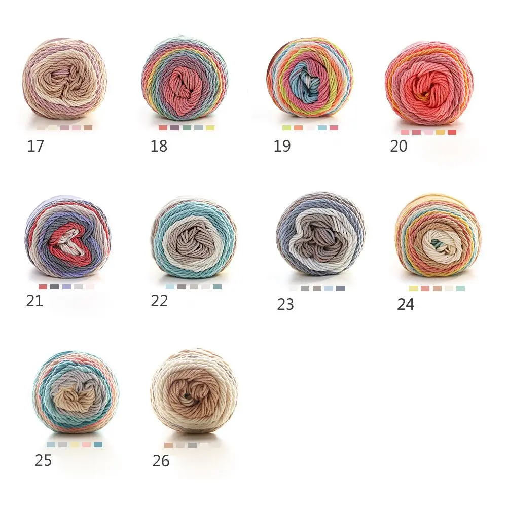 100grams Rainbow Color Hand-woven Wool Cotton Yarn Soft Crochet Thick Yarn For Hand Knitting Warm Sweater Sofa Cushion Scarf DIY
