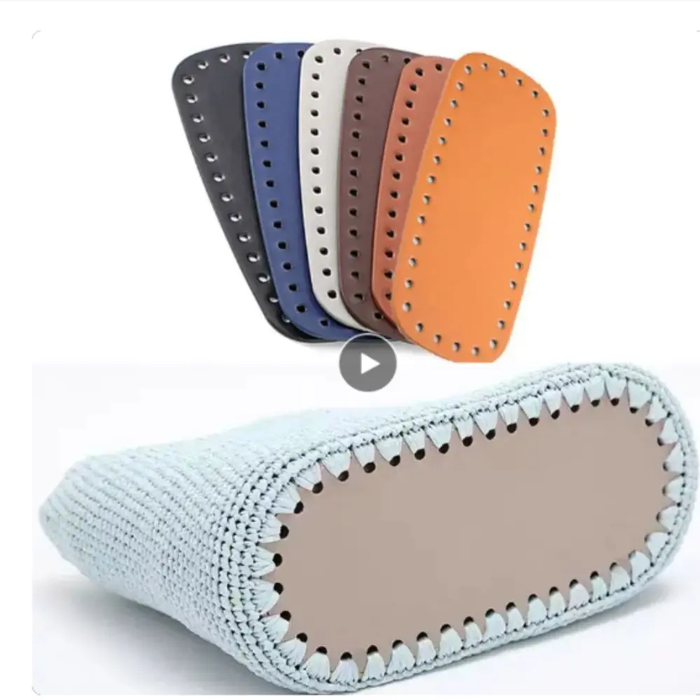 Portable PU Leather Crochet Bag Bottom Oval Making Bags Purse Knitted Bag Base With Holes Long Bag Bottom Woman