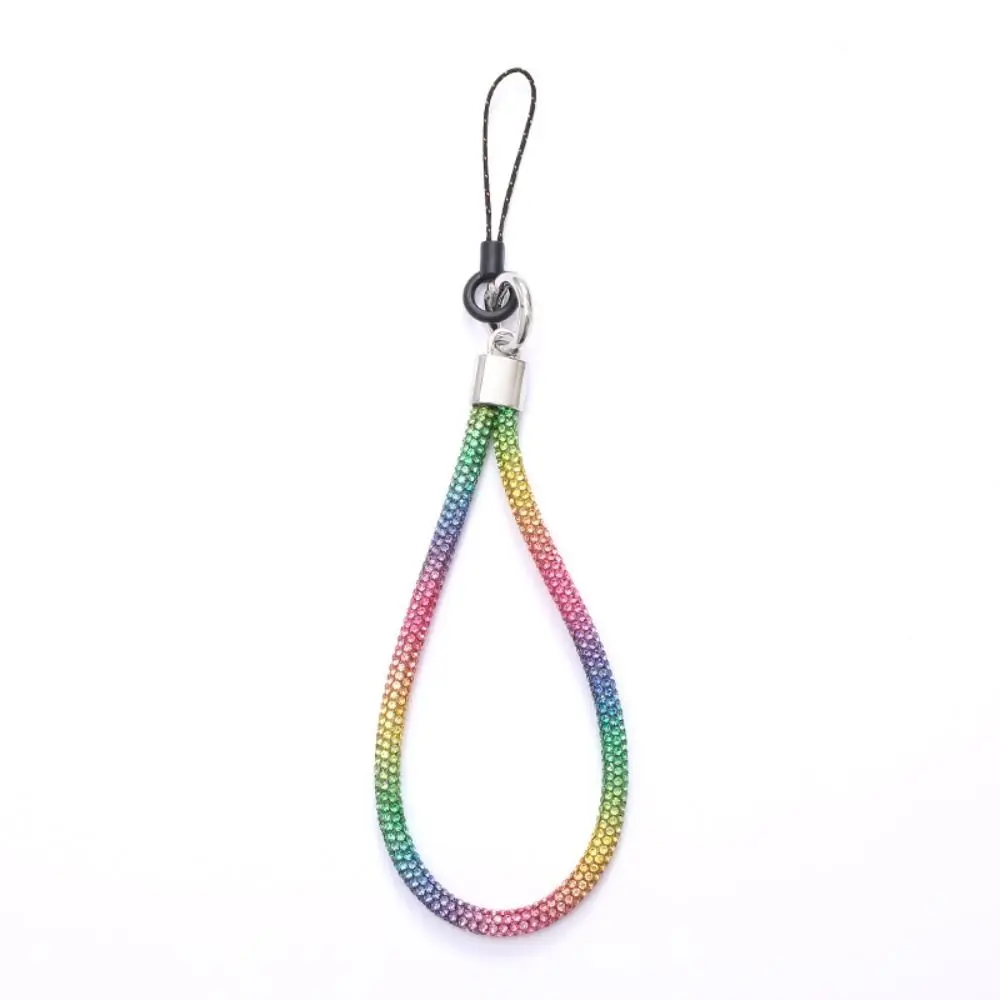 Glitter Flashy Rhinestone Phone Lanyard Keychain Diamond Crystal Phone Wrist Straps Keychain Hanging Anti-lost Rope