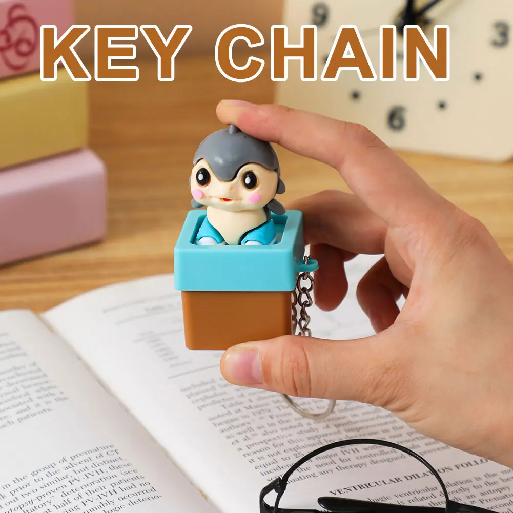 Tung Tung Tung Sahur Keychain Cartoon Keyring Make Sound Button Keychain Bag Charm Backpack Pendant Keychain Decorative Gift Toy