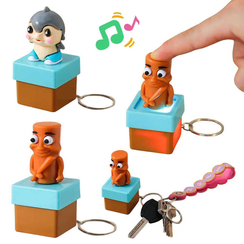 Tung Tung Tung Sahur Keychain Cartoon Keyring Make Sound Button Keychain Bag Charm Backpack Pendant Keychain Decorative Gift Toy