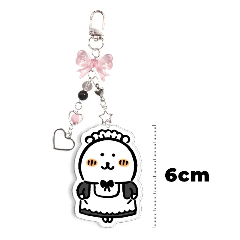 6cm Joke Bear Anime Acrylic Double Sided Keychain Backpack Pendant Cute Decorative Pendant Bow Inlaid Buckle Hot Selling Gift